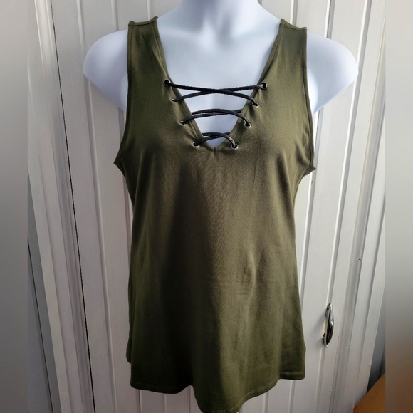 Torrid Foxy Green Laceup Tank - Picture 1 of 4